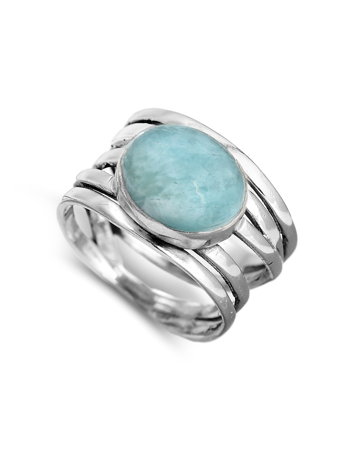 Anillo envolvente grueso de aguamarina