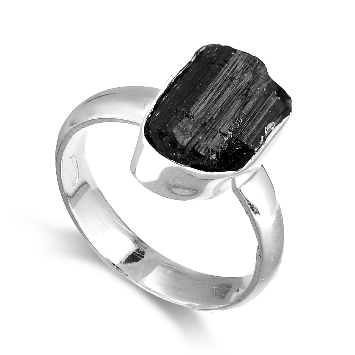 Anillo bohemio de turmalina negra