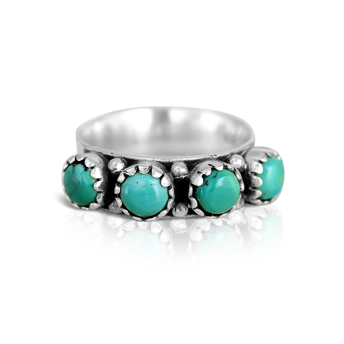 Anillo de plata con banda de turquesa