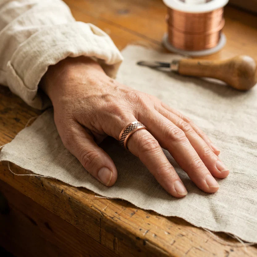 Anillo de cobre con retícula de prestigio