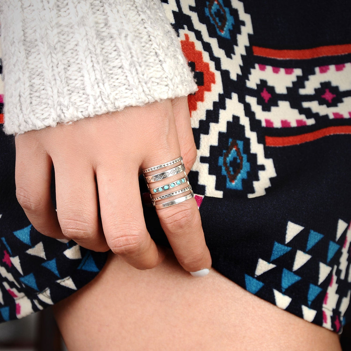 Anillo de plata estilo suroeste con turquesa – imagen 3