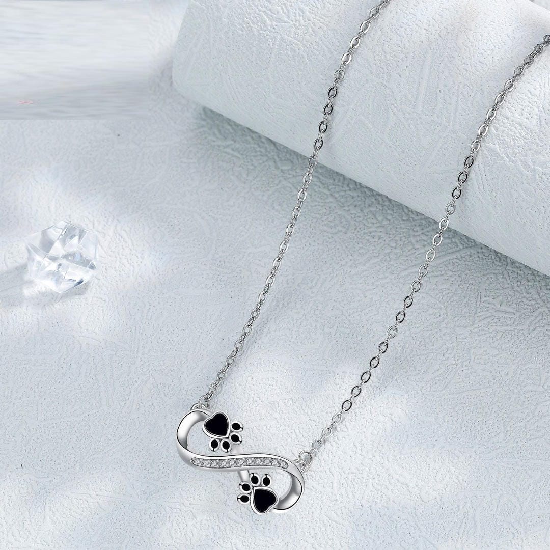 Collar infinito con huella de pata y circonitas – imagen 2