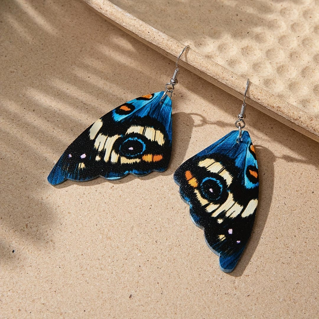 Pendientes de alas de mariposa azul medianoche