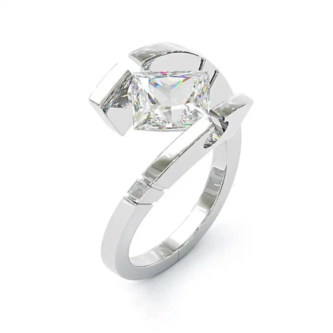 Anillo vintage abierto de plata con circonitas – imagen 2