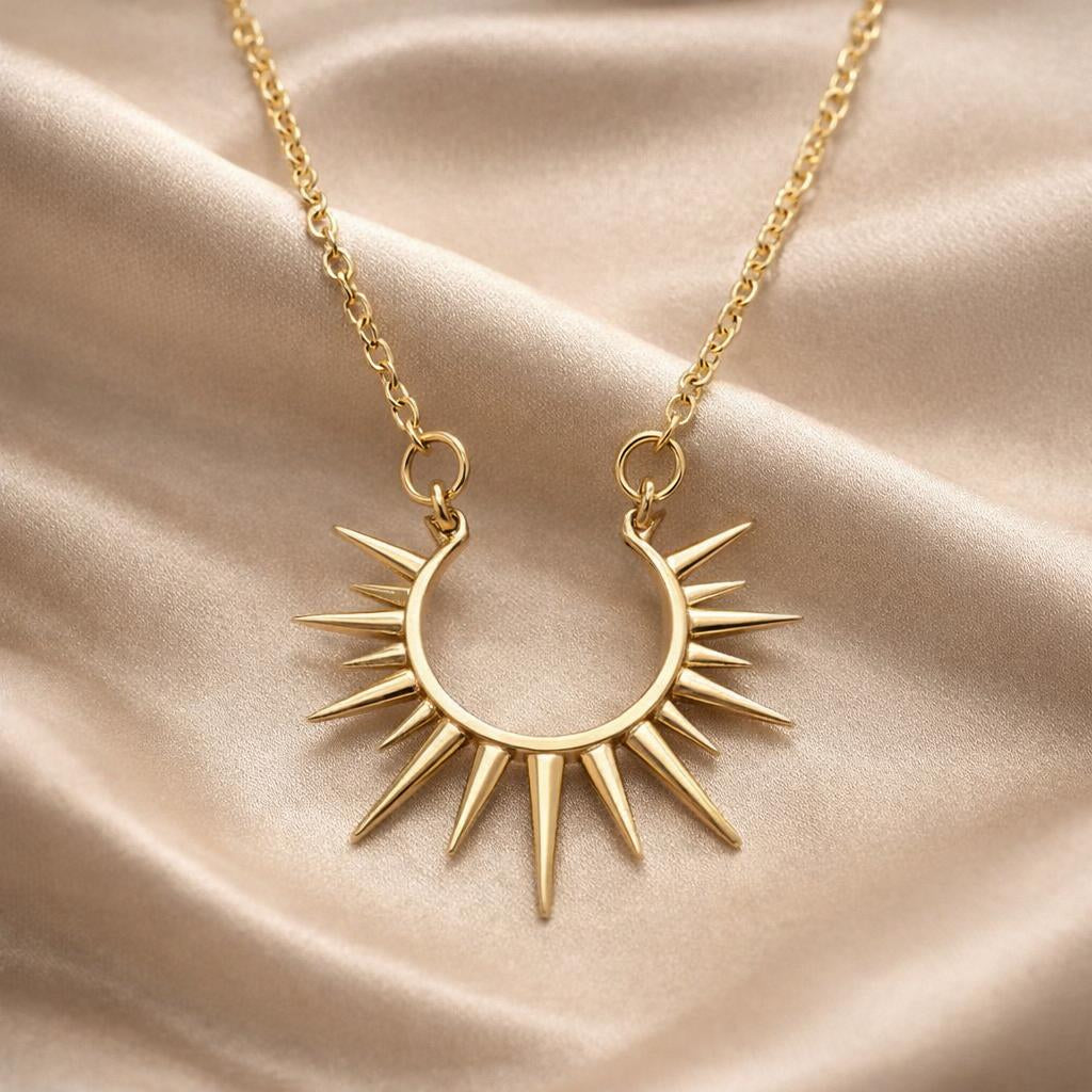 Collar con colgante de girasol en oro blanco – imagen 2