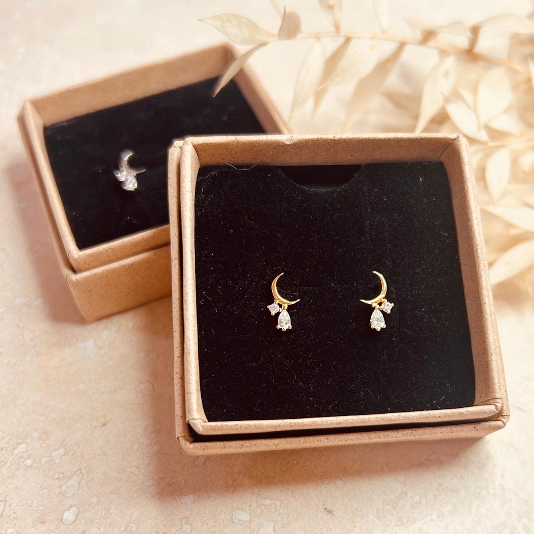 Pendientes de luna creciente con gota – imagen 4