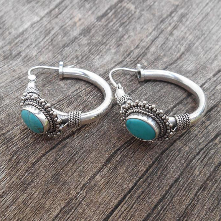 Pendientes retro chic de turquesa