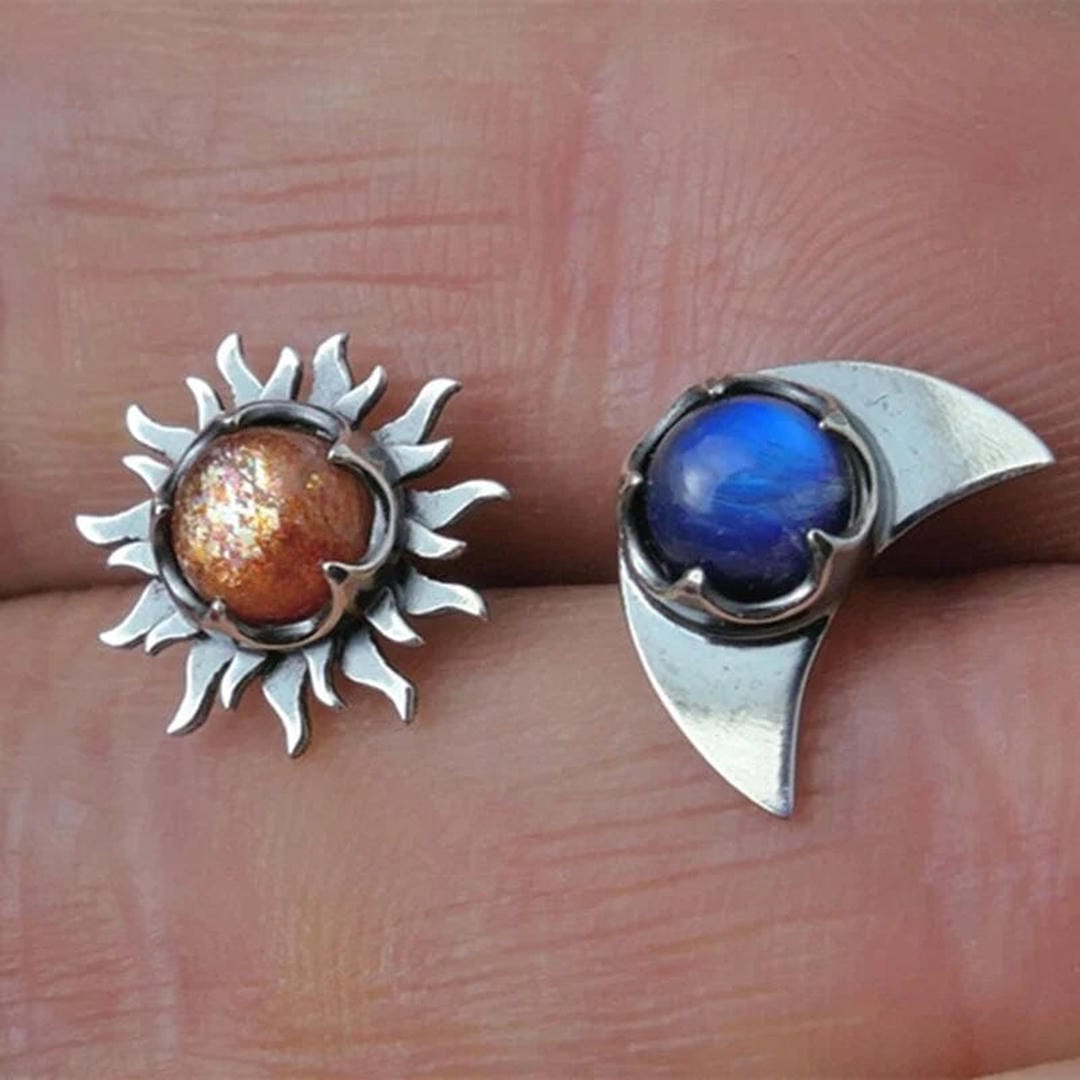 Pendientes elegantes de sol y luna – imagen 2
