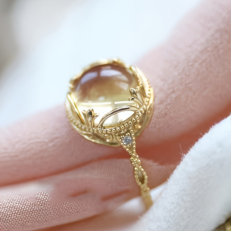 Anillo vintage de citrino dorado