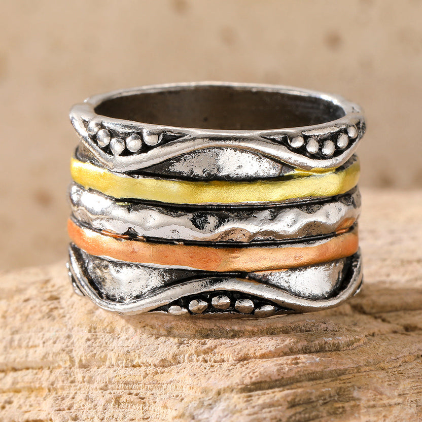 Anillo bohemio vintage de tres colores