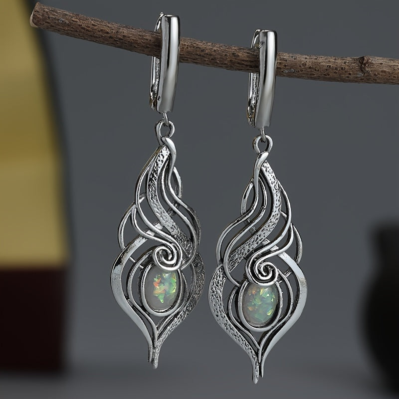 Pendientes delicados de gota de ópalo azul