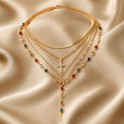 Set de collar de piedras de colores en oro blanco – imagen 2