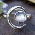 Anillo ajustable de piedra lunar con estrella y luna