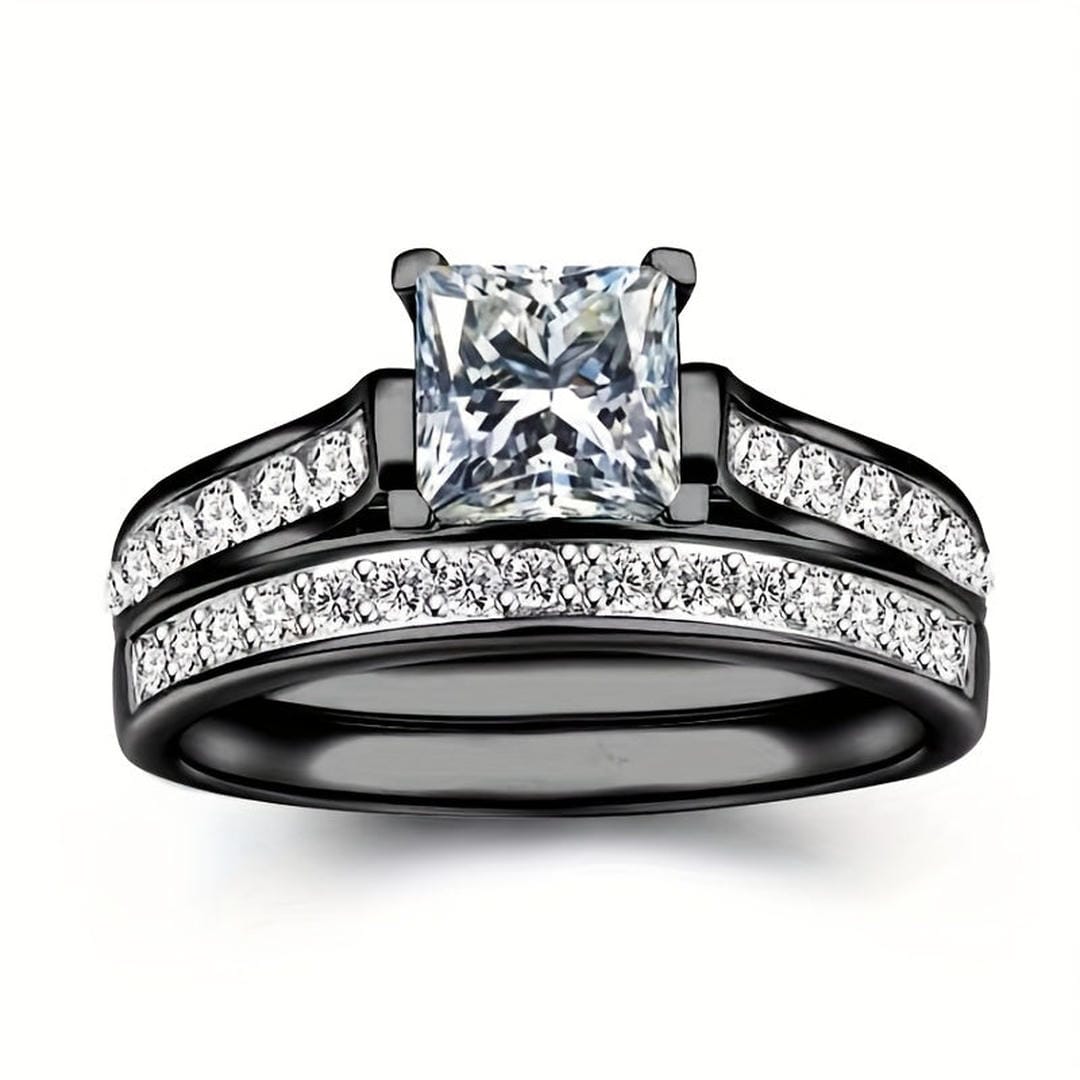 Anillo de promesa pavé oscuro