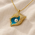Collar de perla y concha dorada – imagen 2