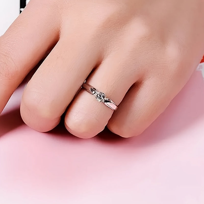 Anillo minimalista de circonita con oro blanco – imagen 2
