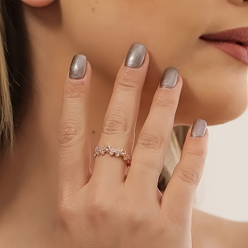 Anillo de oro blanco con mariposa y circonitas – imagen 4