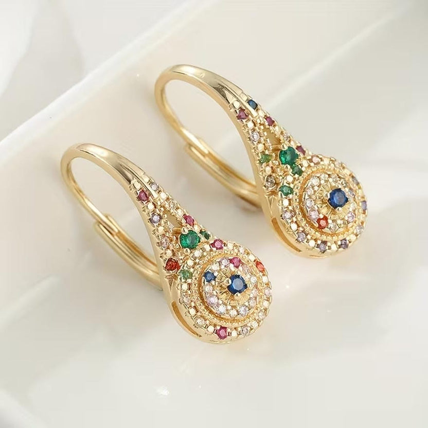 Pendientes elegantes multicolor con destellos