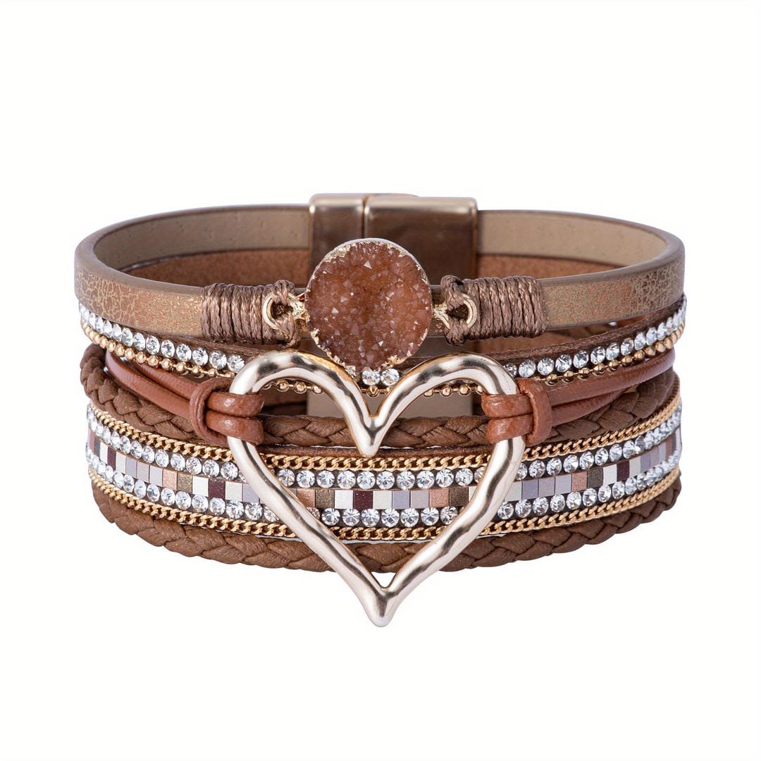 Pulsera bohemia de piel multicapa – imagen 10