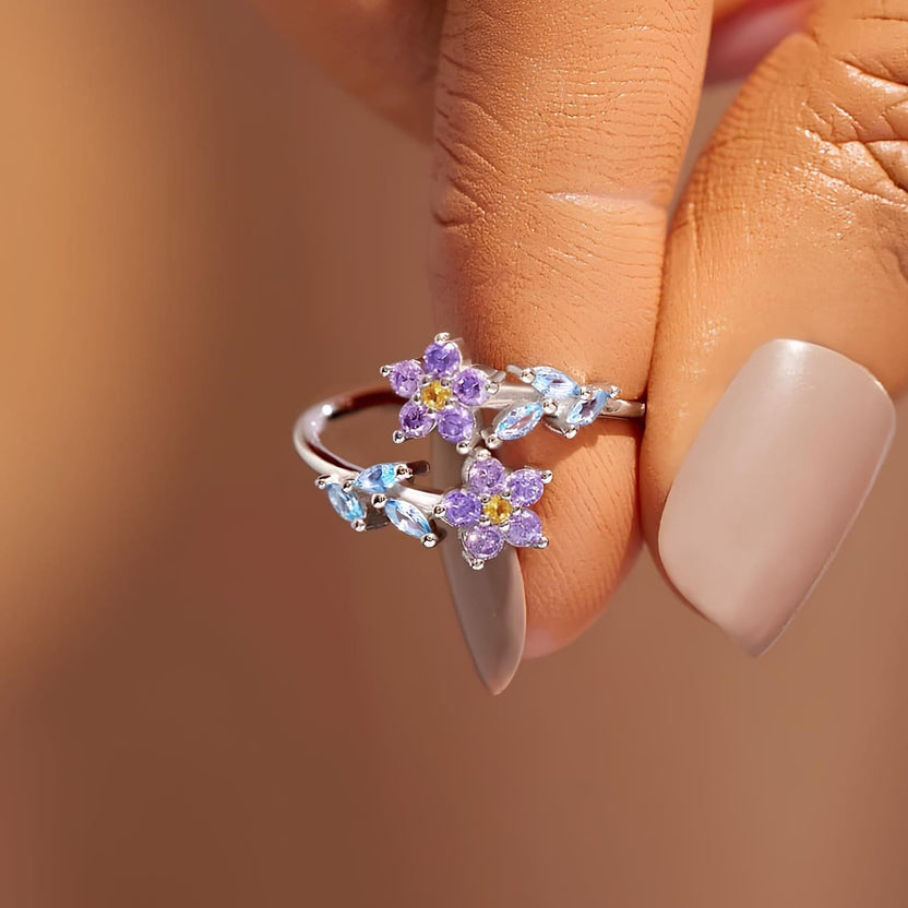 Anillo Gracia azul morado