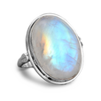 Anillo de plata con piedra lunar arcoíris