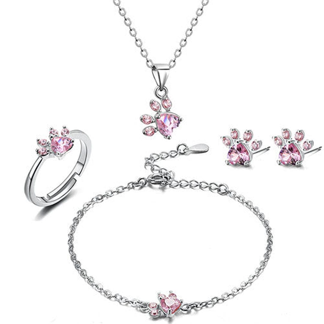 Conjunto de patita de 4 piezas con corazón de circonita — Carmen, Lucía & Rocío