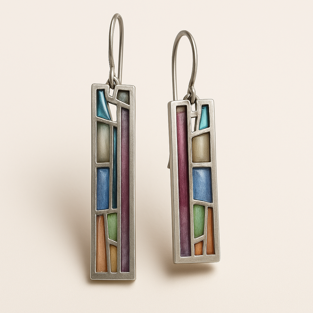 Pendientes vintage de plata Mozaic – imagen 2