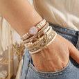 Pulsera bohemia de piel multicapa