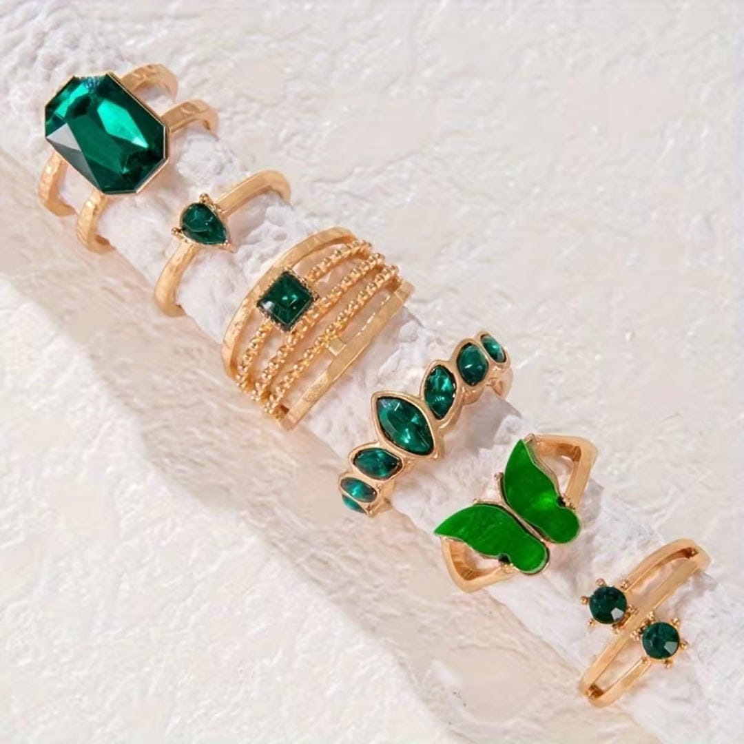 Conjunto de anillos apilables esmeralda — Carmen, Lucía & Rocío