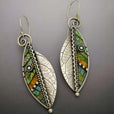 Pendientes bohemios de hoja con mosaico