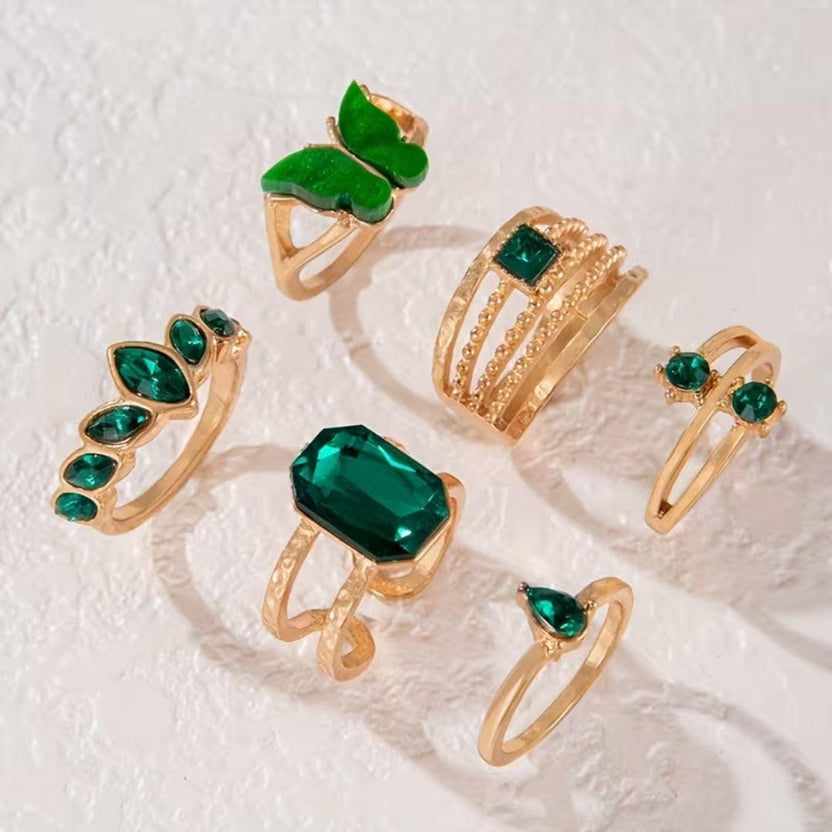 Set de anillos apilables esmeralda