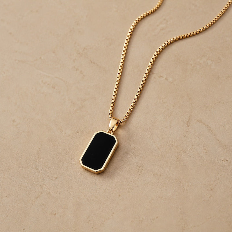 Collar de piedra negra brillante – imagen 2