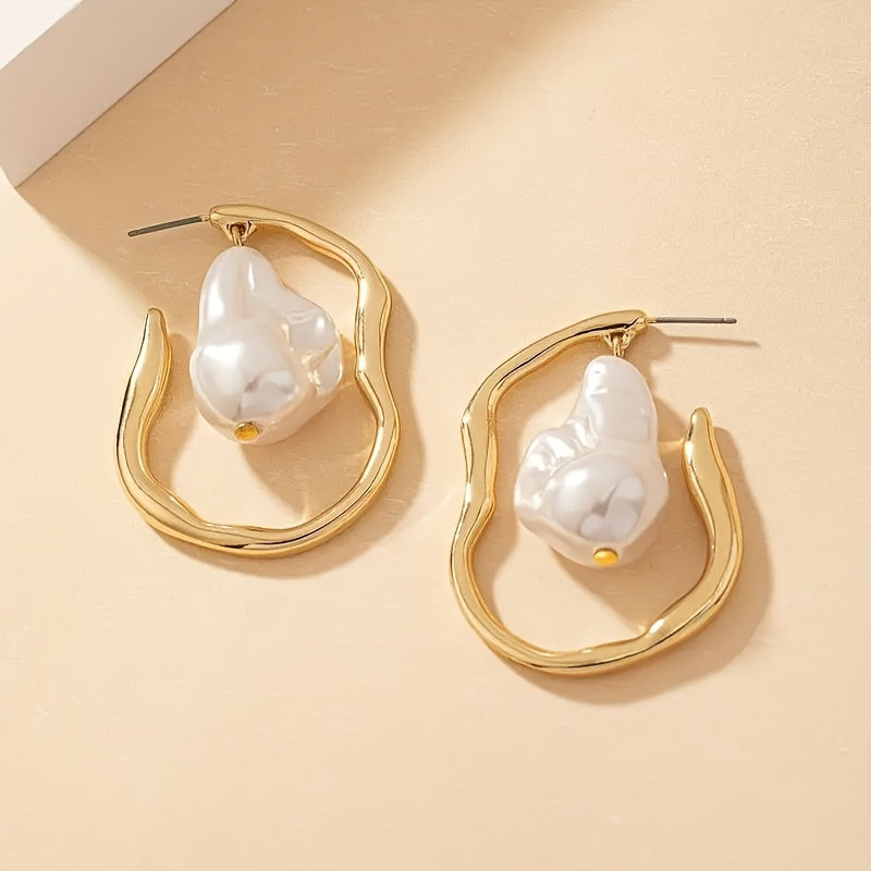Pendientes geométricos de perla luminosa – imagen 2