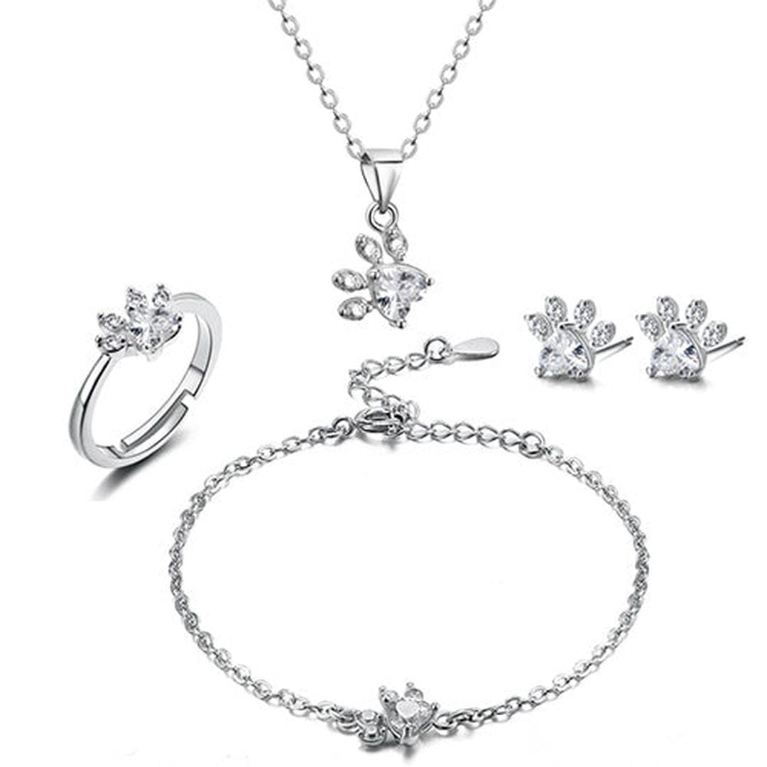 Conjunto de patita de 4 piezas con corazón de circonita — Carmen, Lucía & Rocío