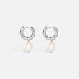 Pendientes colgantes de perla plateados