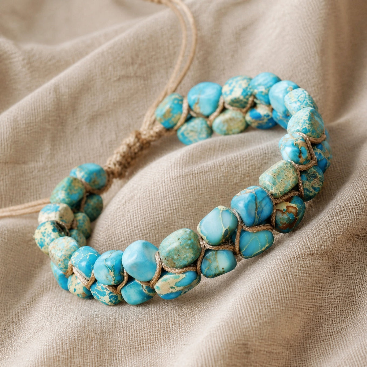 Pulsera natural de turquesa hecha a mano – imagen 2
