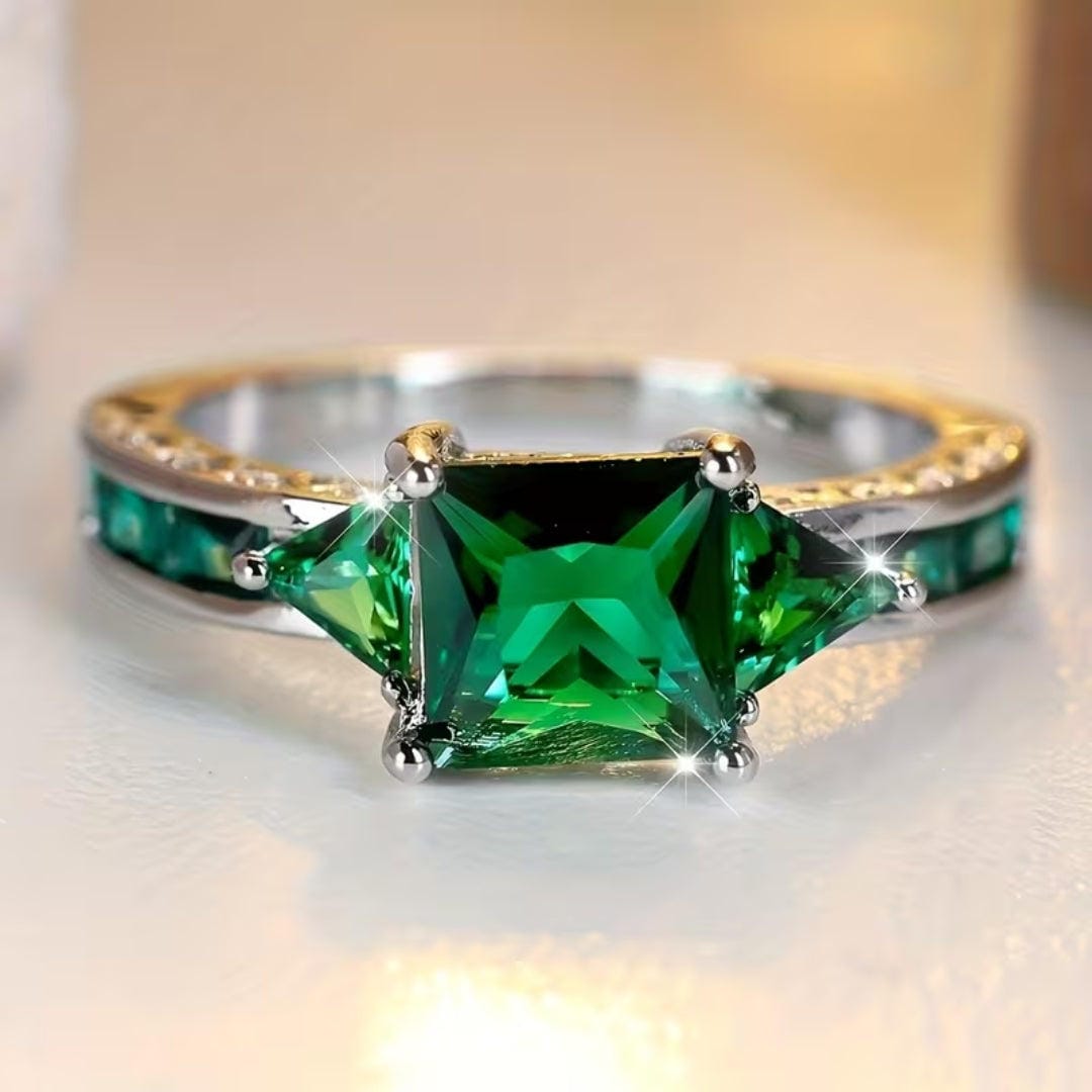 Anillo statement de corte princesa esmeralda – imagen 2