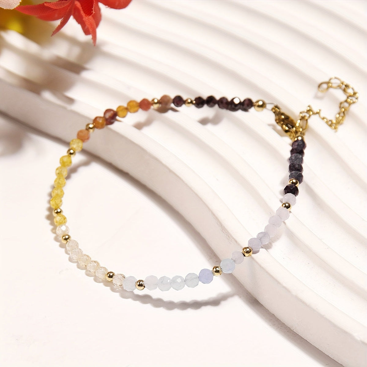 Pulsera de piedra lunar y piedra solar natural – imagen 5