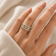 Anillo de oro blanco con doble hilera de circonitas