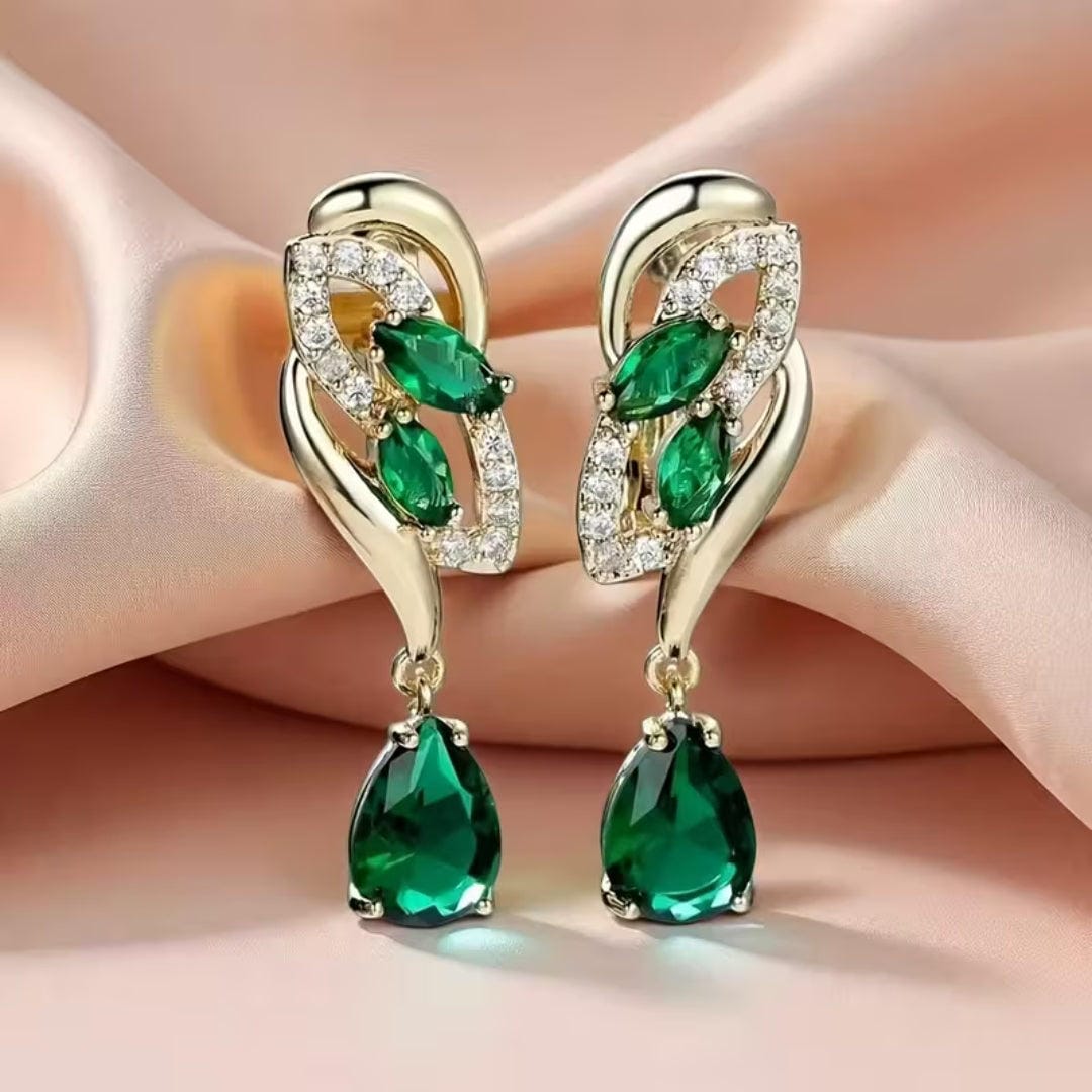 Pendientes de gota con acento esmeralda