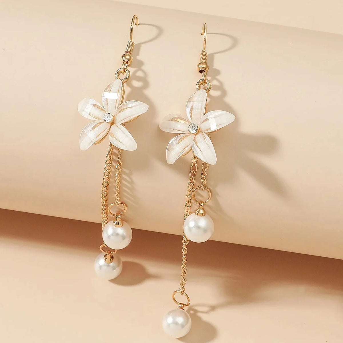 Pendientes florales de cristal con flecos – imagen 2