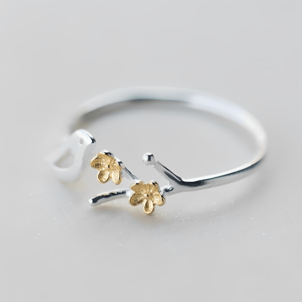 Anillo doble con flor de capullo