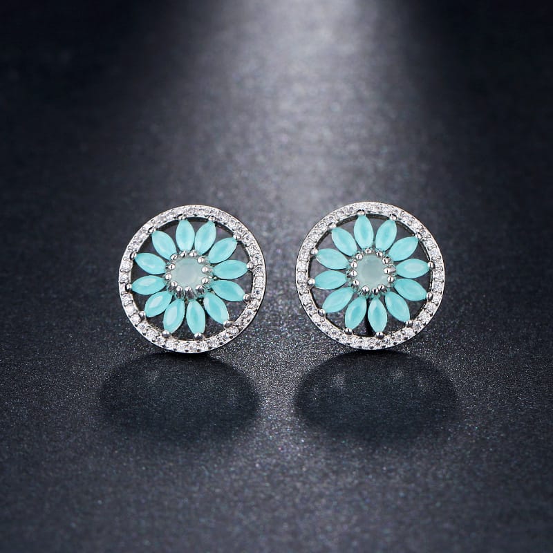 Pendientes de lujo con flor de cristal – imagen 2