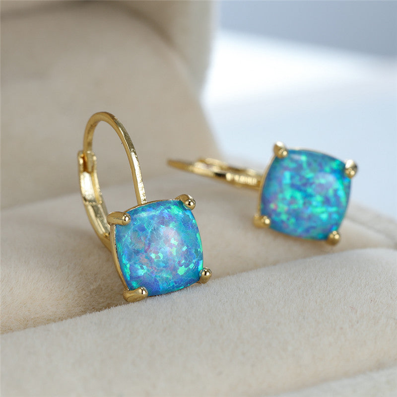 Pendientes de aro de oro de 18k con ópalos multicolor