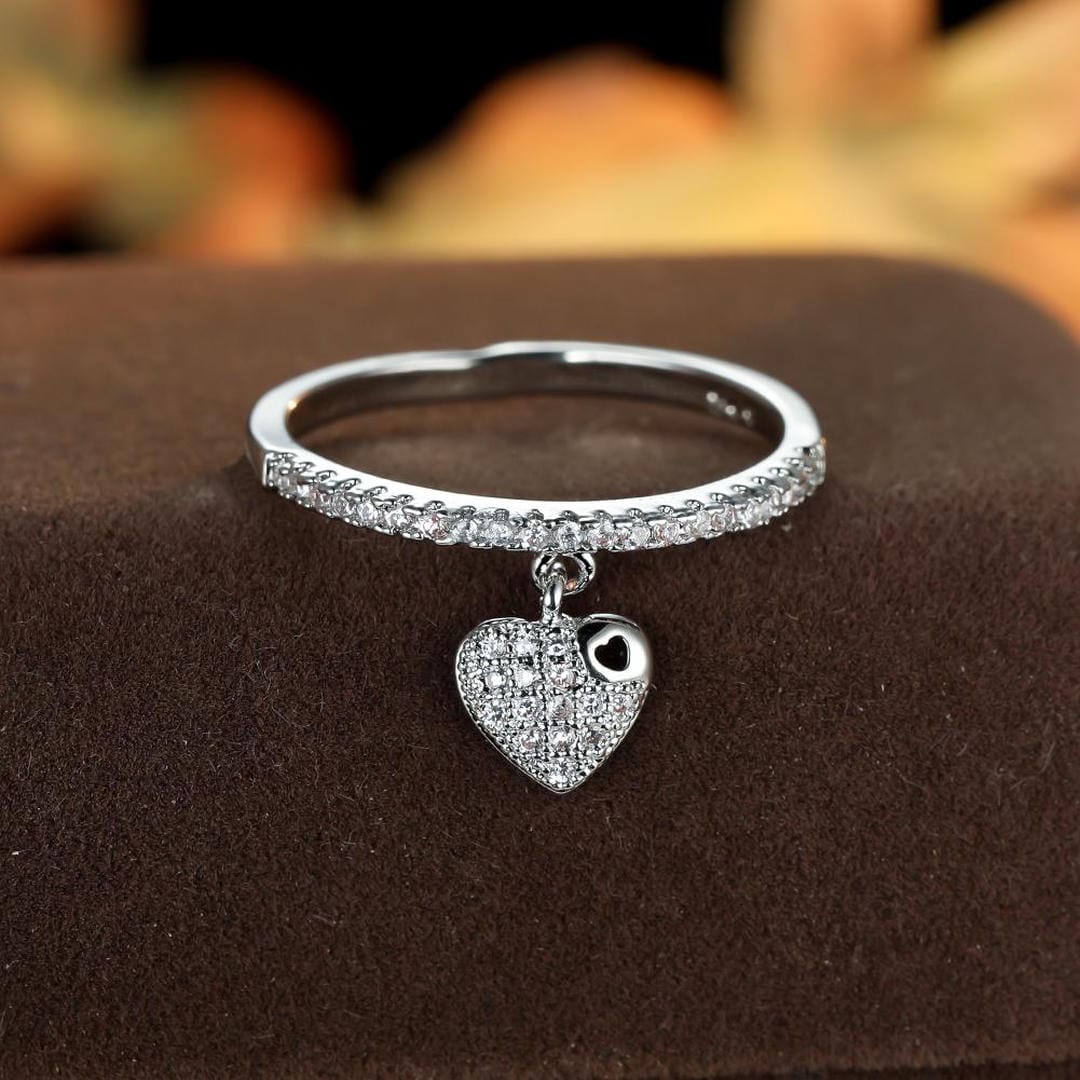 Anillo apilable pavé con dije de corazón – imagen 2