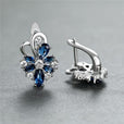 Pendientes flor de pétalos con piedra talla gota – imagen 2