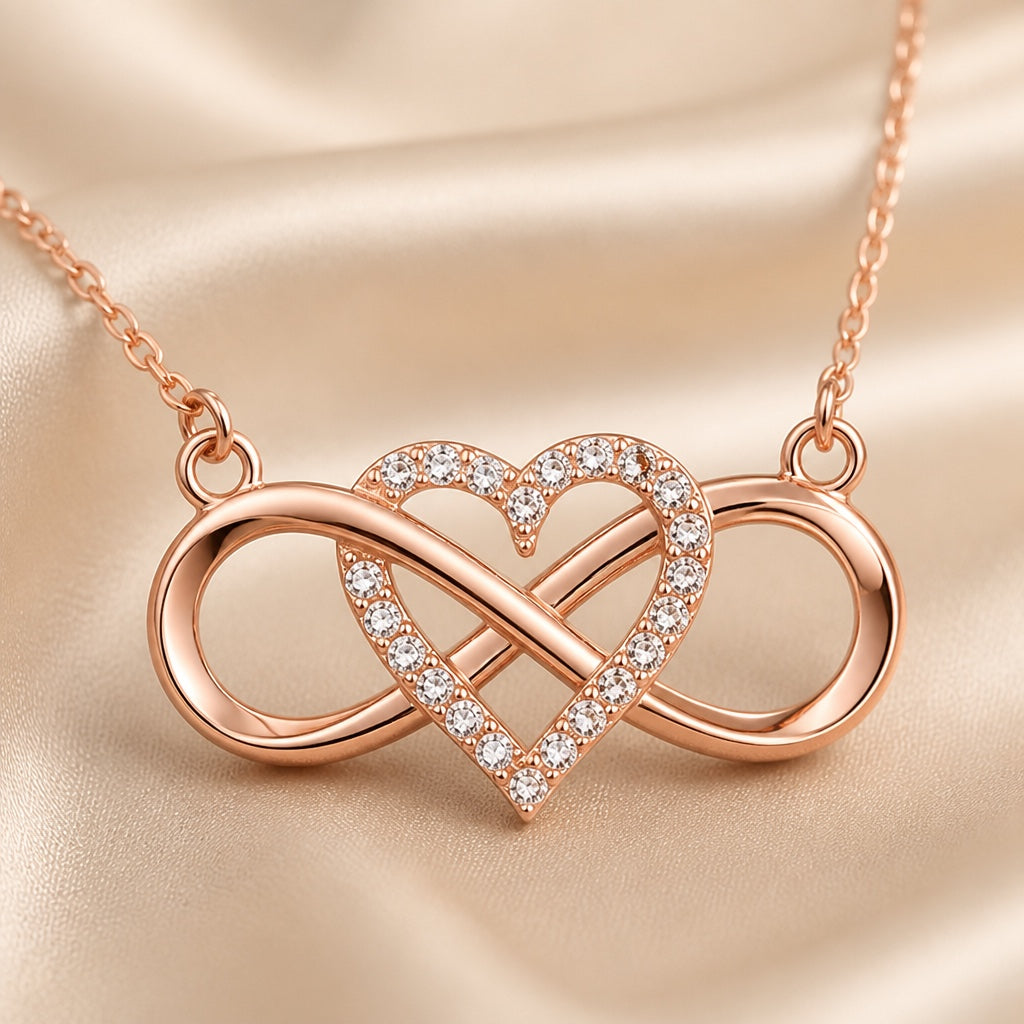 Collar con colgante de corazón infinito en oro blanco – imagen 3