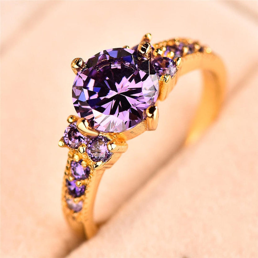 Anillo solitario redondo Royal con acento