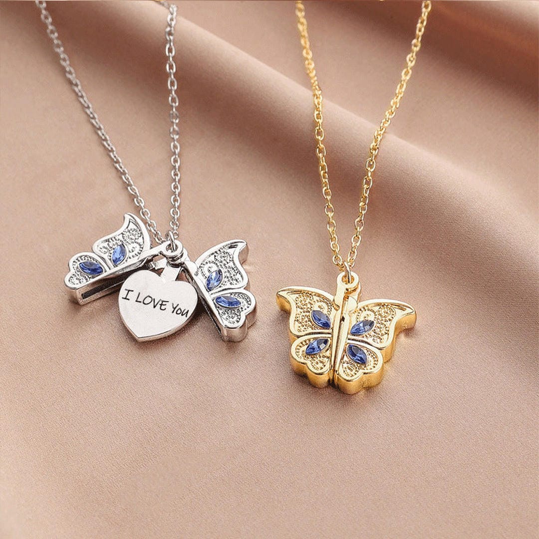 Collar colgante mariposa con mensaje secreto – imagen 3