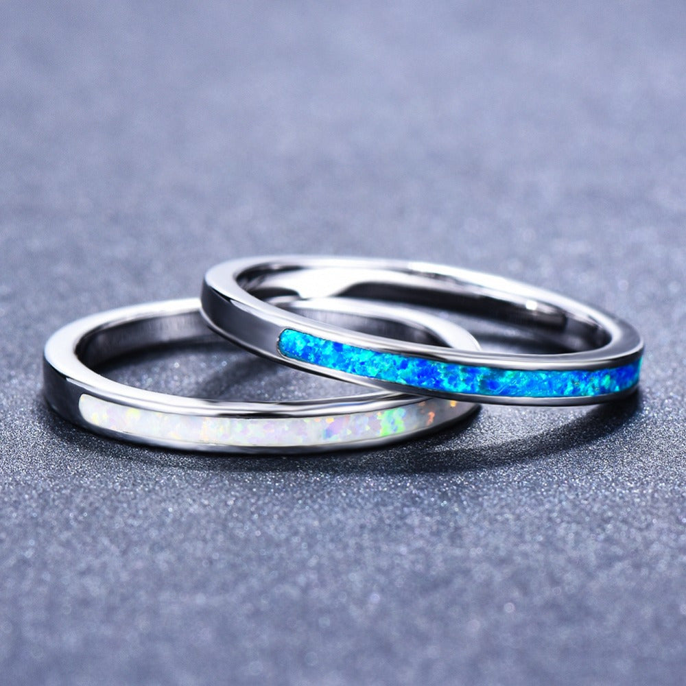 Anillo delicado de ópalo iridiscente – imagen 3